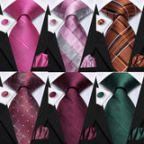 Collection of Plum Color Plaids Handkerchief Cufflinks Necktie