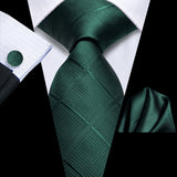 Green Plum Color Plaids Handkerchief Cufflinks Necktie