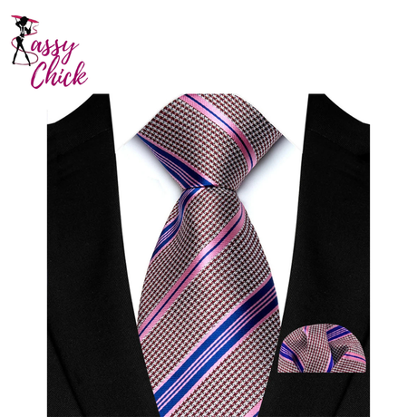 Pocket Square Classic Stripes Necktie Handkerchief Set Sassy Chick Logo