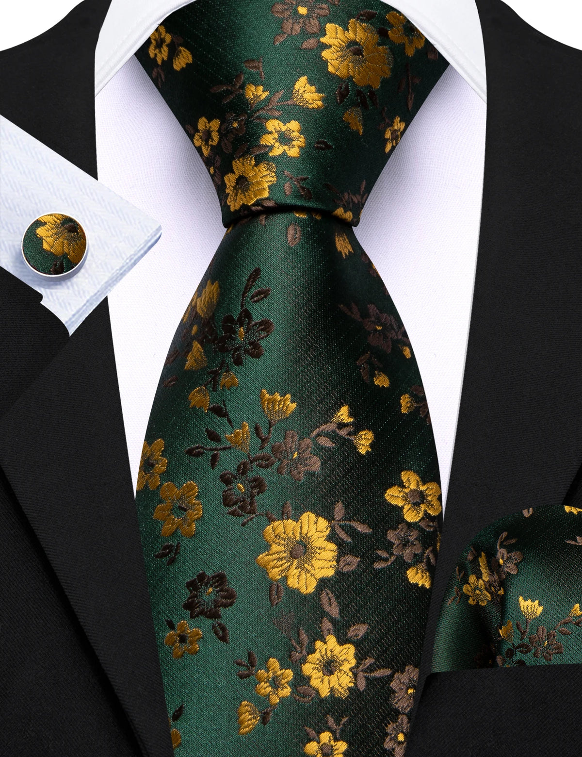 Pocket Square Cufflinks Set Jacquard Necktie