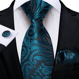 Blue Pocket Square Cufflinks Silk Polyester Ties