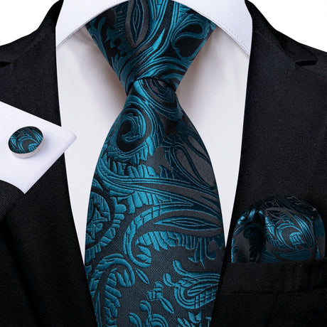 Blue Pocket Square Cufflinks Silk Polyester Ties
