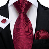 Red Pocket Square Cufflinks Silk Polyester Ties