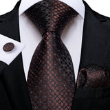 Brown Pocket Square Cufflinks Silk Polyester Ties
