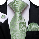 Green Pocket Square Cufflinks Silk Polyester Ties