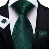 Green Pocket Square Cufflinks Silk Polyester Ties