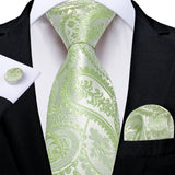 Green Pocket Square Cufflinks Silk Polyester Ties