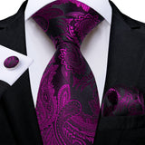 Purple Pocket Square Cufflinks Silk Polyester Ties