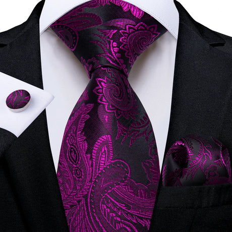 Purple Pocket Square Cufflinks Silk Polyester Ties