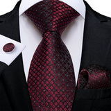 Red Pocket Square Cufflinks Silk Polyester Ties