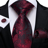 Red Pocket Square Cufflinks Silk Polyester Ties