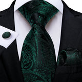 Green Pocket Square Cufflinks Silk Polyester Ties