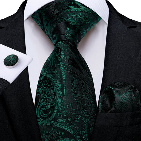 Green Pocket Square Cufflinks Silk Polyester Ties