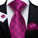 Pink Pocket Square Cufflinks Silk Polyester Ties