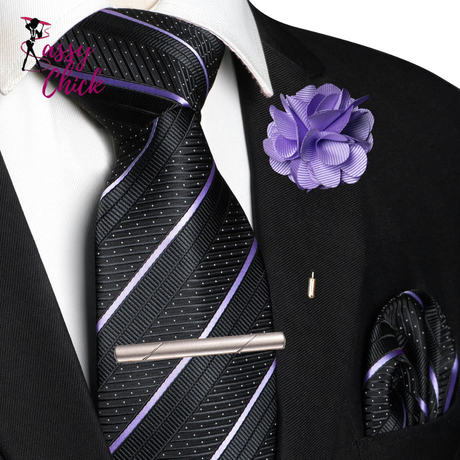 Pocket Square Lapel Pin Clip Set Wedding Tie Sassy Chick Logo