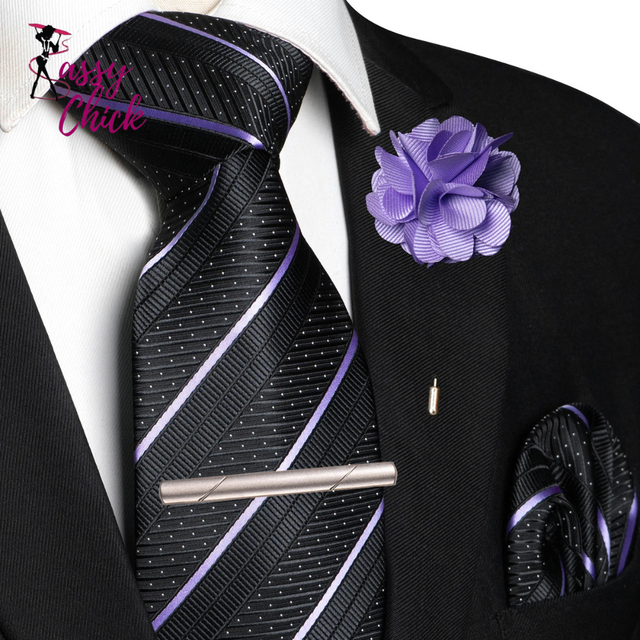 Pocket Square Lapel Pin Clip Set Wedding Tie Sassy Chick Logo
