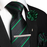 Green Pocket Square Lapel Pin Clip Set Wedding Tie