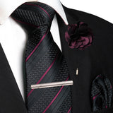 Purple Pocket Square Lapel Pin Clip Set Wedding Tie