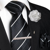 White Pocket Square Lapel Pin Clip Set Wedding Tie