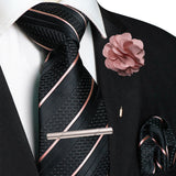 Pink Pocket Square Lapel Pin Clip Set Wedding Tie