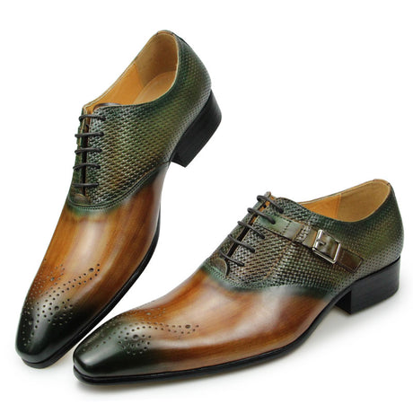 Brown Pointed Toe Leather Men Shoes