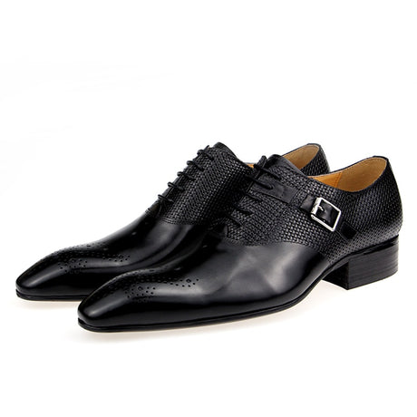 Black Pointed Toe Leather Men Shoes