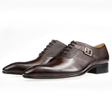 Brown Pointed Toe Leather Men Shoes