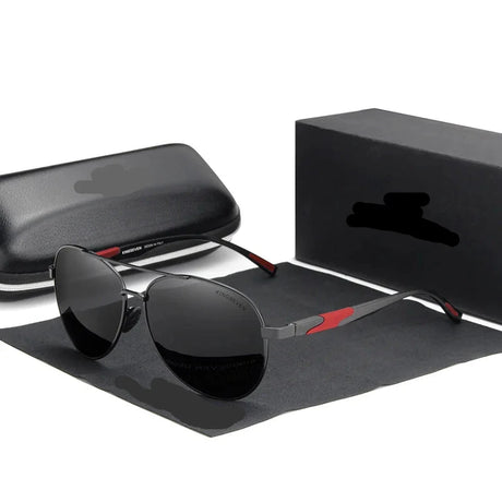 Polarized Aluminum Pilot Design Men's Sunglasses Black