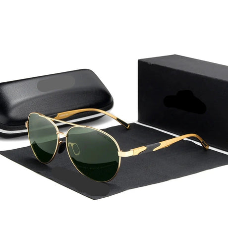 Polarized Aluminum Pilot Design Men's Sunglasses gold