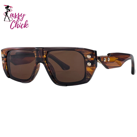 Polarized Punk Square Sunglasses Sassy Chick Logo