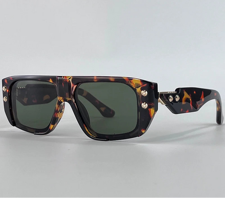 Polarized Punk Square Sunglasses Leopard 