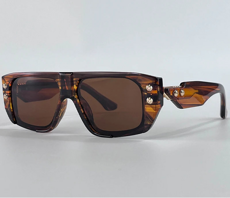 Brown Polarized Punk Square Sunglasses