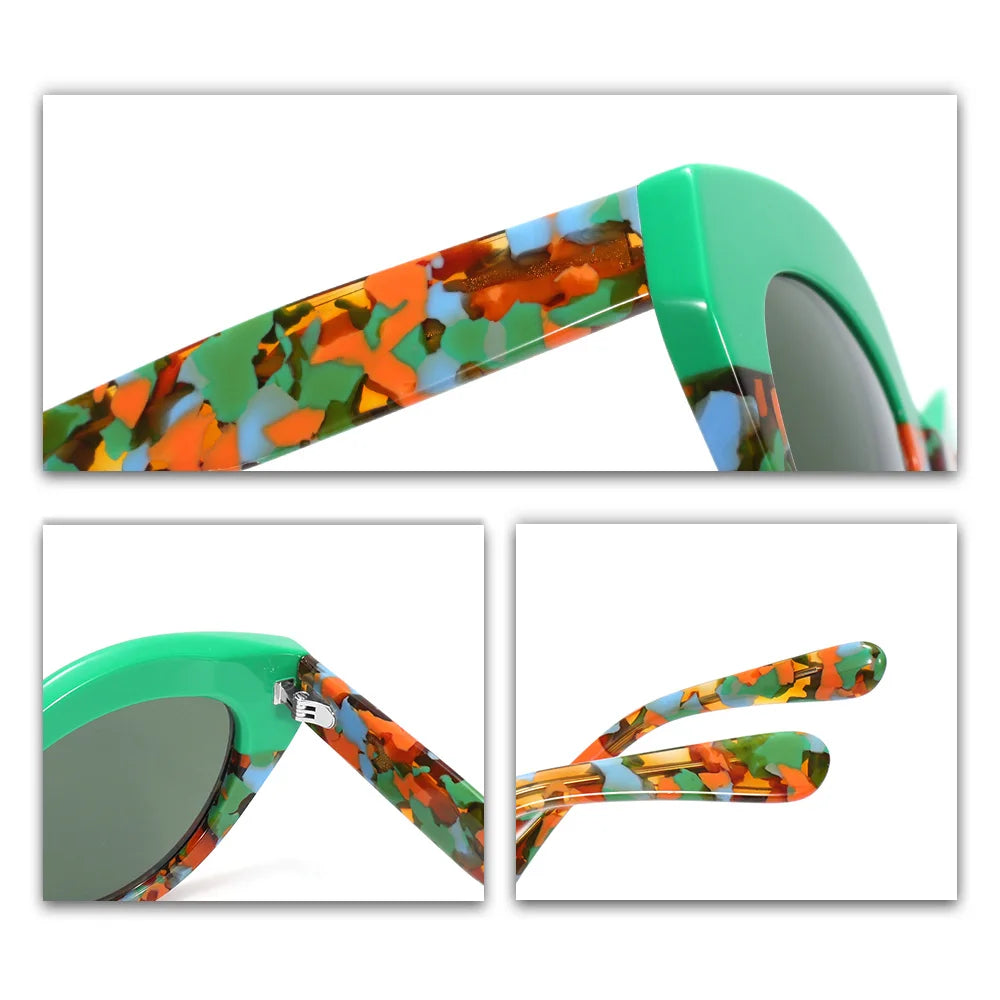 Polarized Retro Asymmetric Cat Acetate UV400 Sunglasses