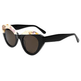 Black Polarized Retro Asymmetric Cat Acetate UV400 Sunglasses