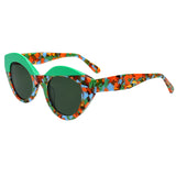 Green Polarized Retro Asymmetric Cat Acetate UV400 Sunglasses