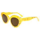 Yellow Polarized Retro Asymmetric Cat Acetate UV400 Sunglasses