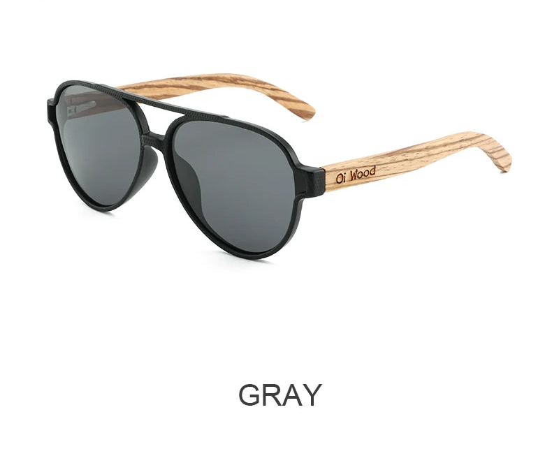 Gray Polarized UV400 High Quality Wood Sunglasses