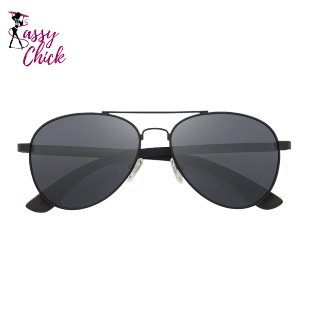 Polarized Wood Blue Uv400 Lens Pilot Sunglasses Sassy Chick Logo