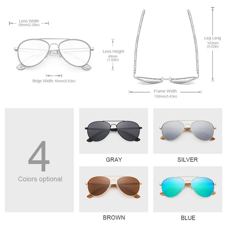 Details Polarized Wood Blue Uv400 Lens Pilot Sunglasses