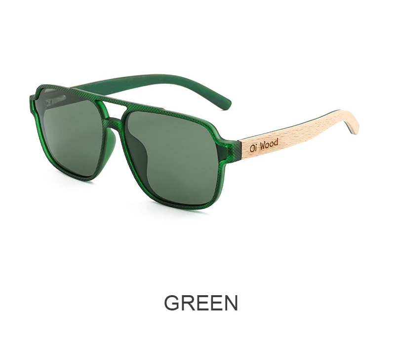 Green Polarizing UVA&B Protection Wood Sunglasses