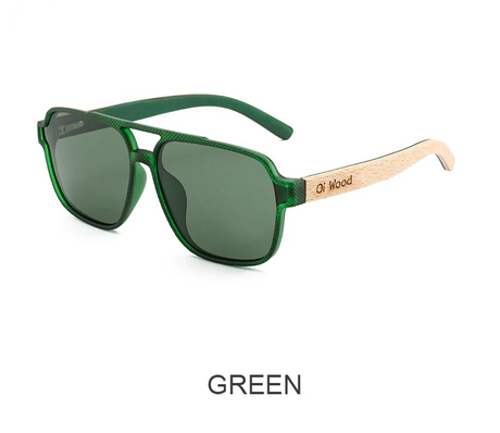 Green Polarizing UVA&B Protection Wood Sunglasses