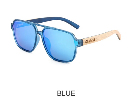 Blue Polarizing UVA&B Protection Wood Sunglasses