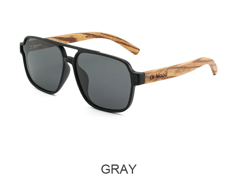 Gray Polarizing UVA&B Protection Wood Sunglasses