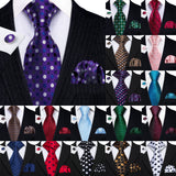 Collection of Polka Dot Jacquard Silk Pocket Square Cufflinks Tie Set