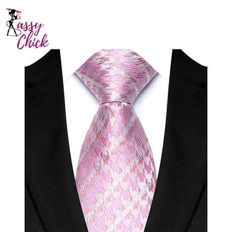 Polka Dot Plaid 8cm Jacquard Classic Necktie Sassy Chick Logo