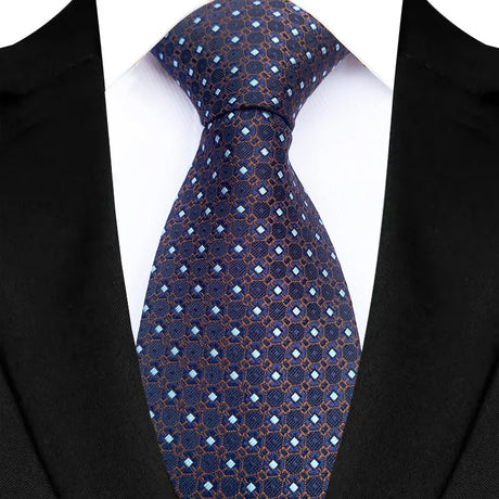 Blue Polka Dot Plaid 8cm Jacquard Classic Necktie