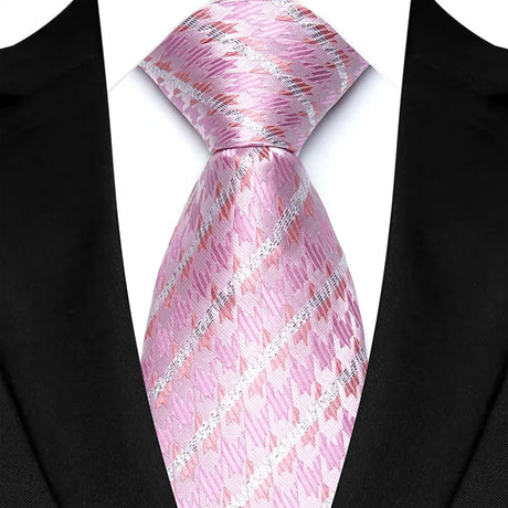 Pink Polka Dot Plaid 8cm Jacquard Classic Necktie