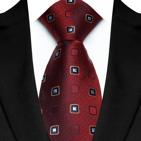 Red Polka Dot Plaid 8cm Jacquard Classic Necktie