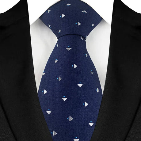 Blue Polka Dot Plaid 8cm Jacquard Classic Necktie