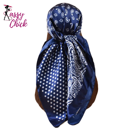 Polka Dot Square Twill Silk Scarf Shawl Hijab Bandana Sassy Chick Logo